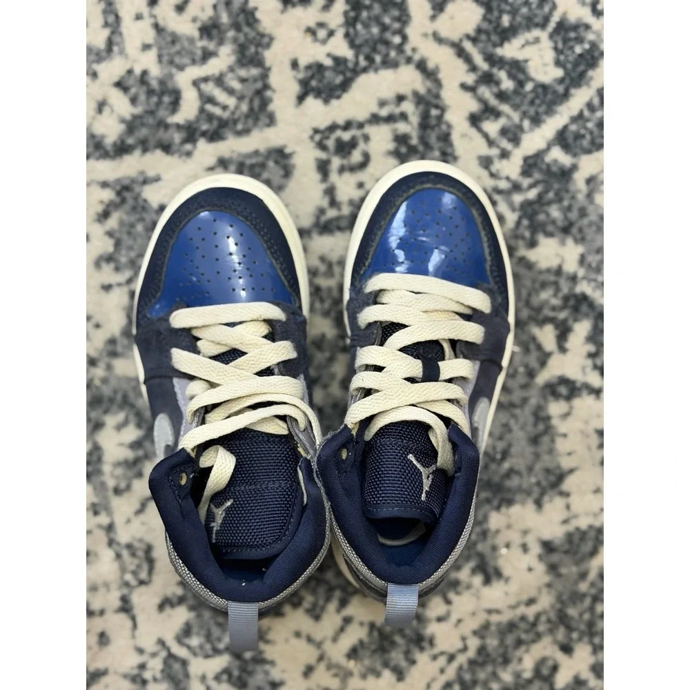 🔥Nike Air Jordan 1 Mid SE Craft (PS) Obsidian White Blue DX2195 400- SZ 10.5C